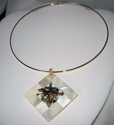 Choker w MOP Mosaic Pendant +GP Sprinting Greyhound Dog