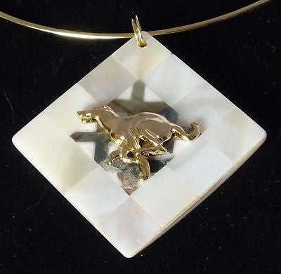 Choker w MOP Mosaic Pendant +GP Sprinting Greyhound Dog