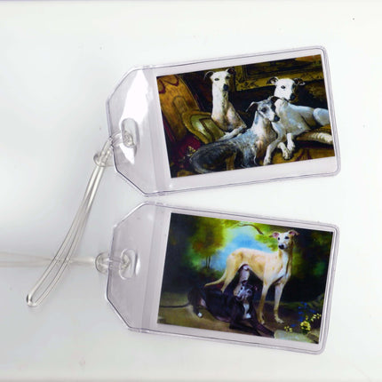 Set of 2 Greyhound Luggage Tags - Vintage Altered Art Companions
