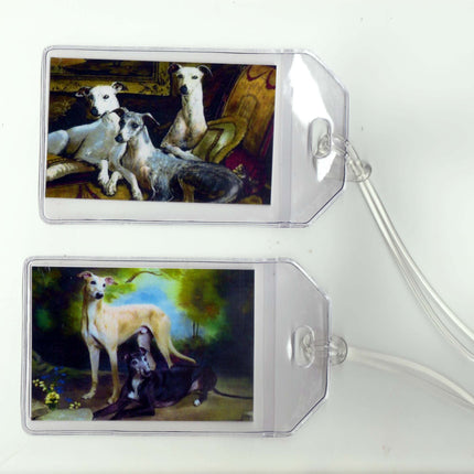 Set of 2 Greyhound Luggage Tags - Vintage Altered Art Companions