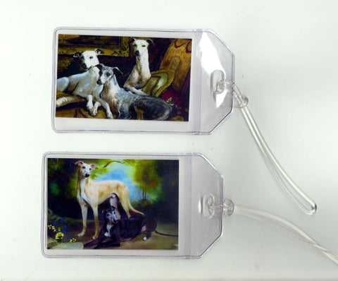 Set of 2 Greyhound Luggage Tags - Vintage Altered Art Companions