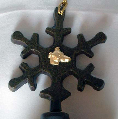 Bronze Bell Greyhound Snowflake Ornament