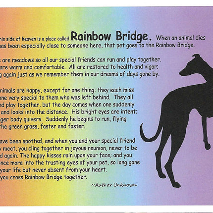 Rainbow Bridge Greyhound Sympathy Card