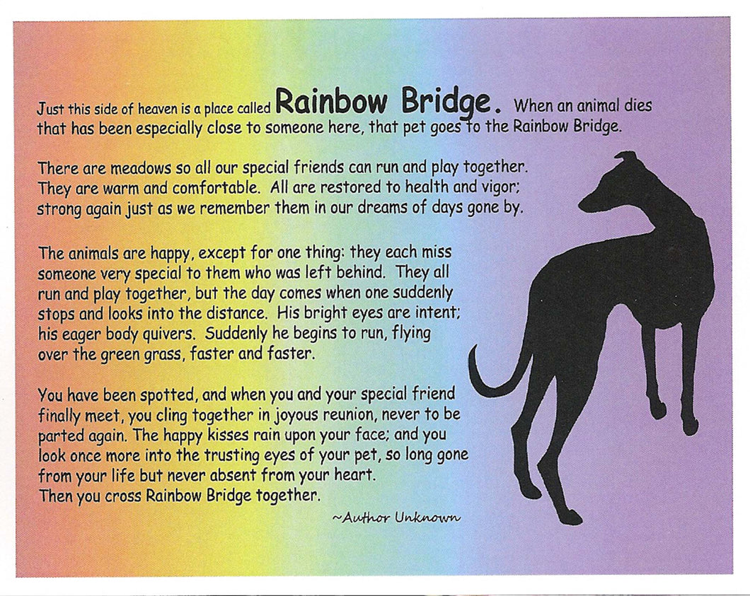 Rainbow Bridge Greyhound Sympathy Card