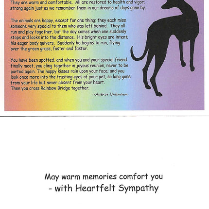 Rainbow Bridge Greyhound Sympathy Card