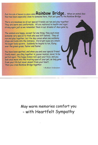 Rainbow Bridge Greyhound Sympathy Card