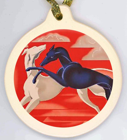 Greyhound Porcelain Ornament