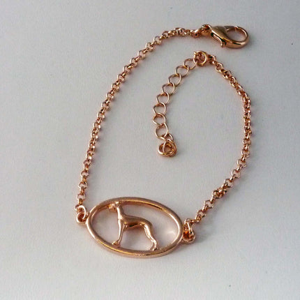 Rose Gold Plated Bracelet with Whippet or Greyhound Dog
