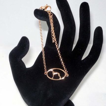Rose Gold Plated Bracelet with Whippet or Greyhound Dog