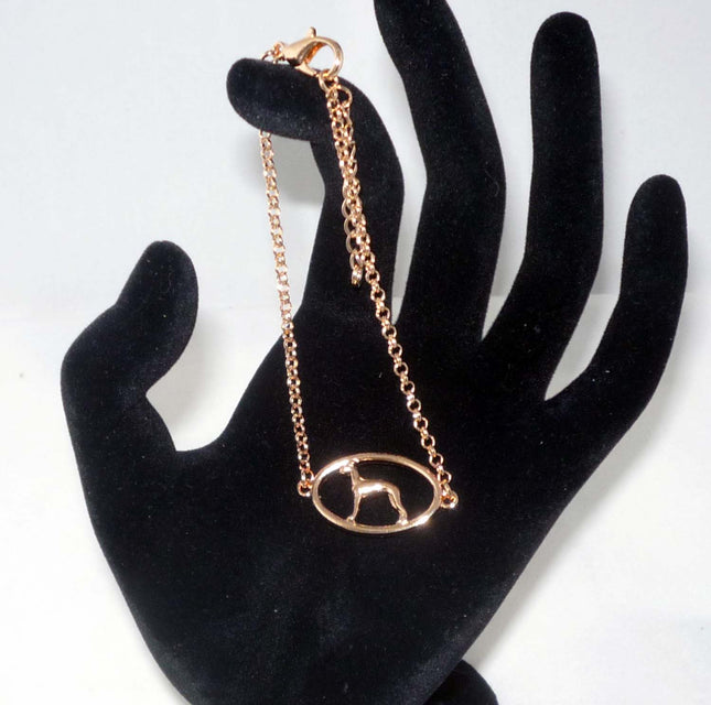 Rose Gold Plated Bracelet with Whippet or Greyhound Dog