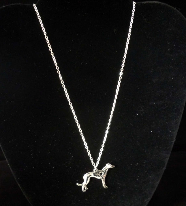 Greyhound or Whippet Heart Hound Pendant, Choose Silver or Gold