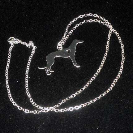 Greyhound or Whippet Heart Hound Pendant, Choose Silver or Gold