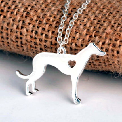 Greyhound or Whippet Heart Hound Pendant, Choose Silver or Gold