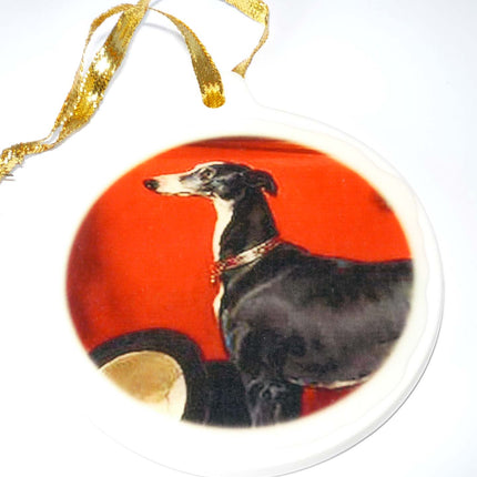 Porcelain Greyhound Ornament