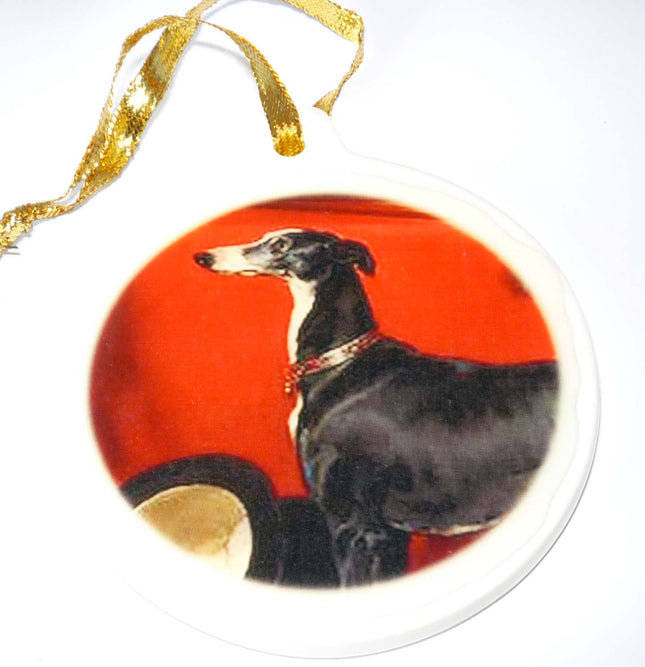 Porcelain Greyhound Ornament