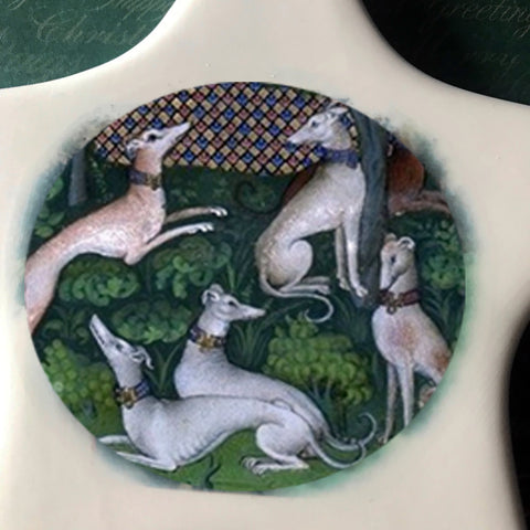 Ancient Dogs Porcelain Ornament, Greyhound Whippet Saluki IG