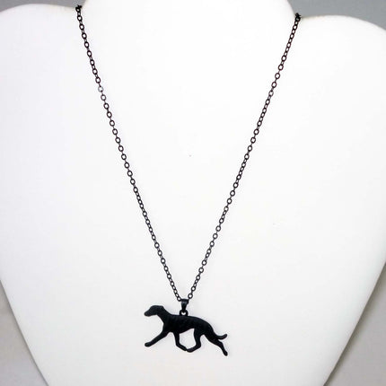 Black Trotting Greyhound Charm Necklace Whippet IG