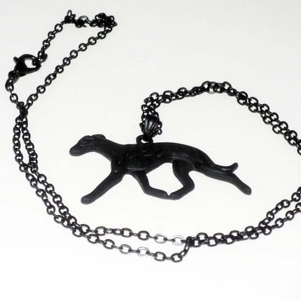 Black Trotting Greyhound Charm Necklace Whippet IG