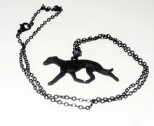Load image into Gallery viewer, Black Trotting Greyhound Charm Necklace Whippet IG
