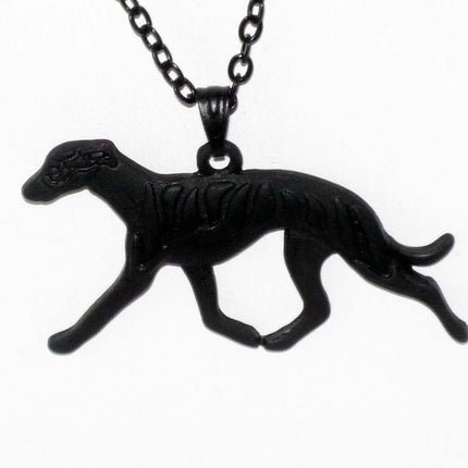 Black Trotting Greyhound Charm Necklace Whippet IG