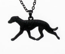 Load image into Gallery viewer, Black Trotting Greyhound Charm Necklace Whippet IG
