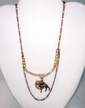 Load image into Gallery viewer, Copper Standing Greyhound Dog, Embellished Crystal Heart, Copper Necklace
