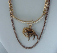 Load image into Gallery viewer, Copper Standing Greyhound Dog, Embellished Crystal Heart, Copper Necklace
