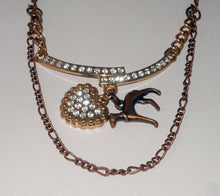 Load image into Gallery viewer, Copper Standing Greyhound Dog, Embellished Crystal Heart, Copper Necklace
