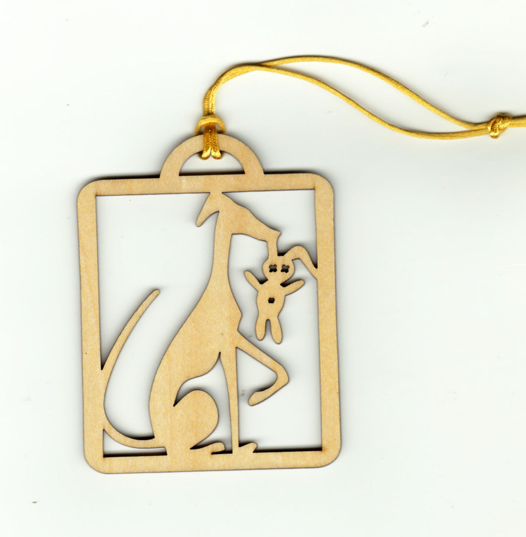 Wood Cutout Greyhound Dog Ornament 