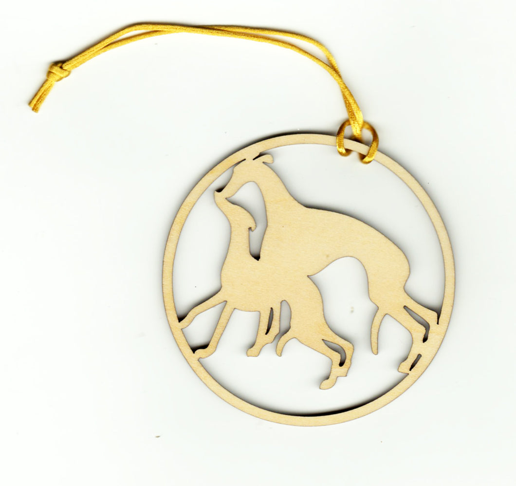 Wood Cutout Greyhound Dog Ornament 