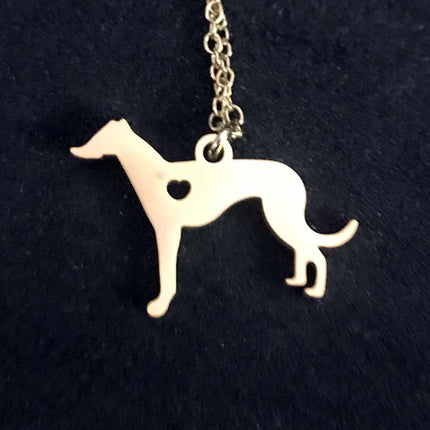 Greyhound or Whippet Heart Hound Pendant, Choose Silver or Gold