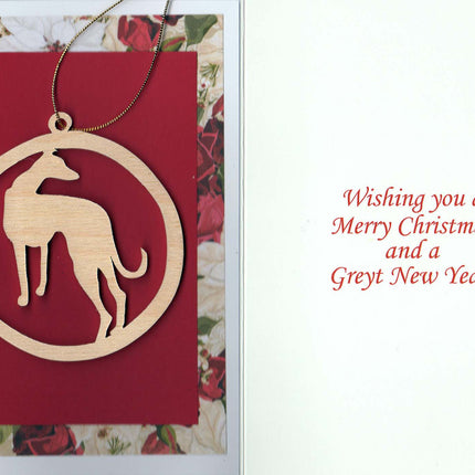 Greyhound Christmas Card with Removable Keepsake Ornament "Jacki"