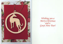 Load image into Gallery viewer, Greyhound Christmas Card with Removable Keepsake Ornament &quot;Jacki&quot;
