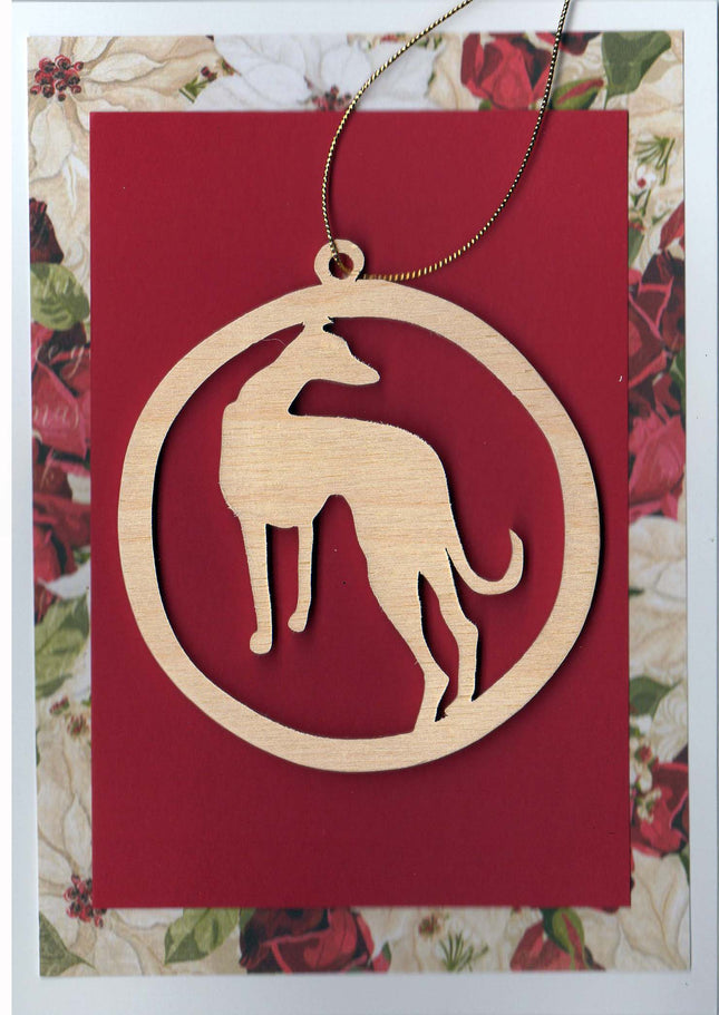 Greyhound Christmas Card with Removable Keepsake Ornament "Jacki"