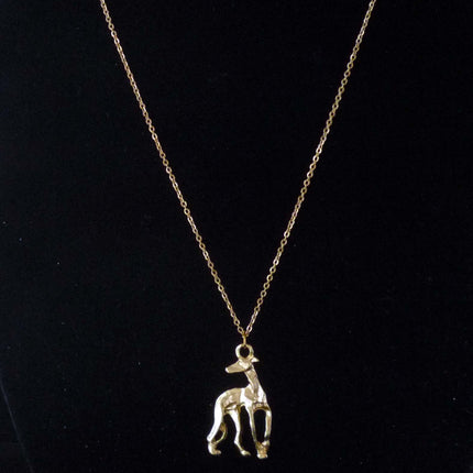 Gold Plated Greyhound or Whippet Dog Pendant, GP Necklace