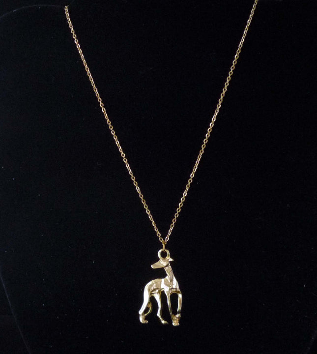 Gold Plated Greyhound or Whippet Dog Pendant, GP Necklace