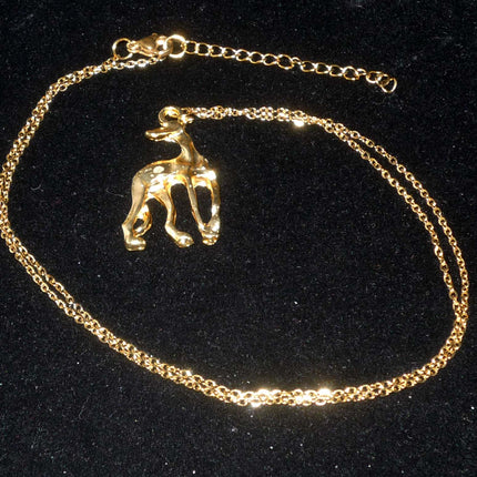 Gold Plated Greyhound or Whippet Dog Pendant, GP Necklace