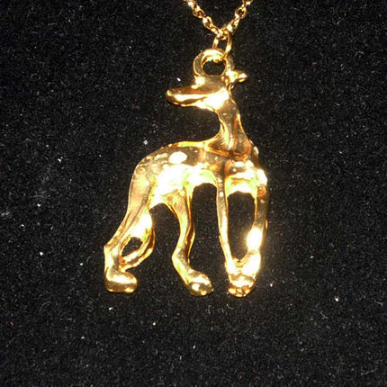 Gold Plated Greyhound or Whippet Dog Pendant, GP Necklace