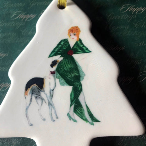 Greyhound Porcelain Ornament