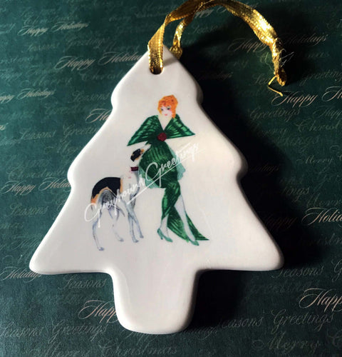 Greyhound Porcelain Ornament