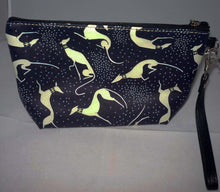 Load image into Gallery viewer, Black Dot Greyhound Clutch Zipper Bag with Greyhound Charm, Wrist Strap
