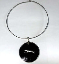 Load image into Gallery viewer, Greyhound Neckring - Black Shell Pendant with SP Greyhound
