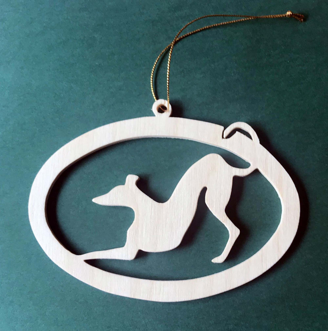 Wood Cutout Greyhound Ornament