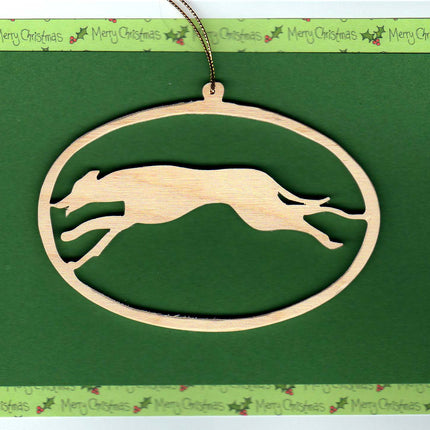 Greyhound Christmas Card with Removable Keepsake Ornament "Run"