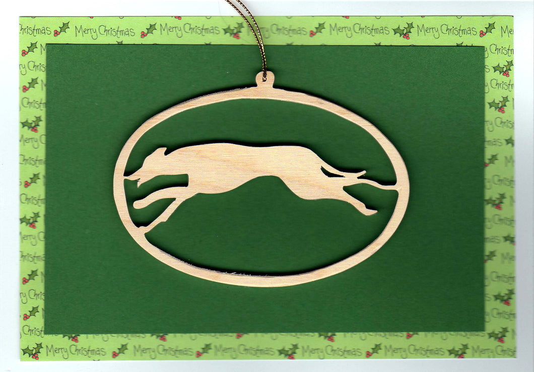 Greyhound Christmas Card with Removable Keepsake Ornament 