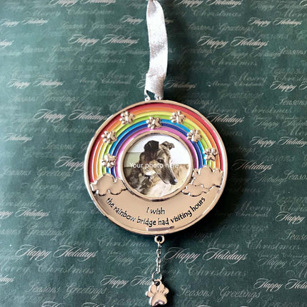 Rainbow Bridge Paw Print Photo Ornament