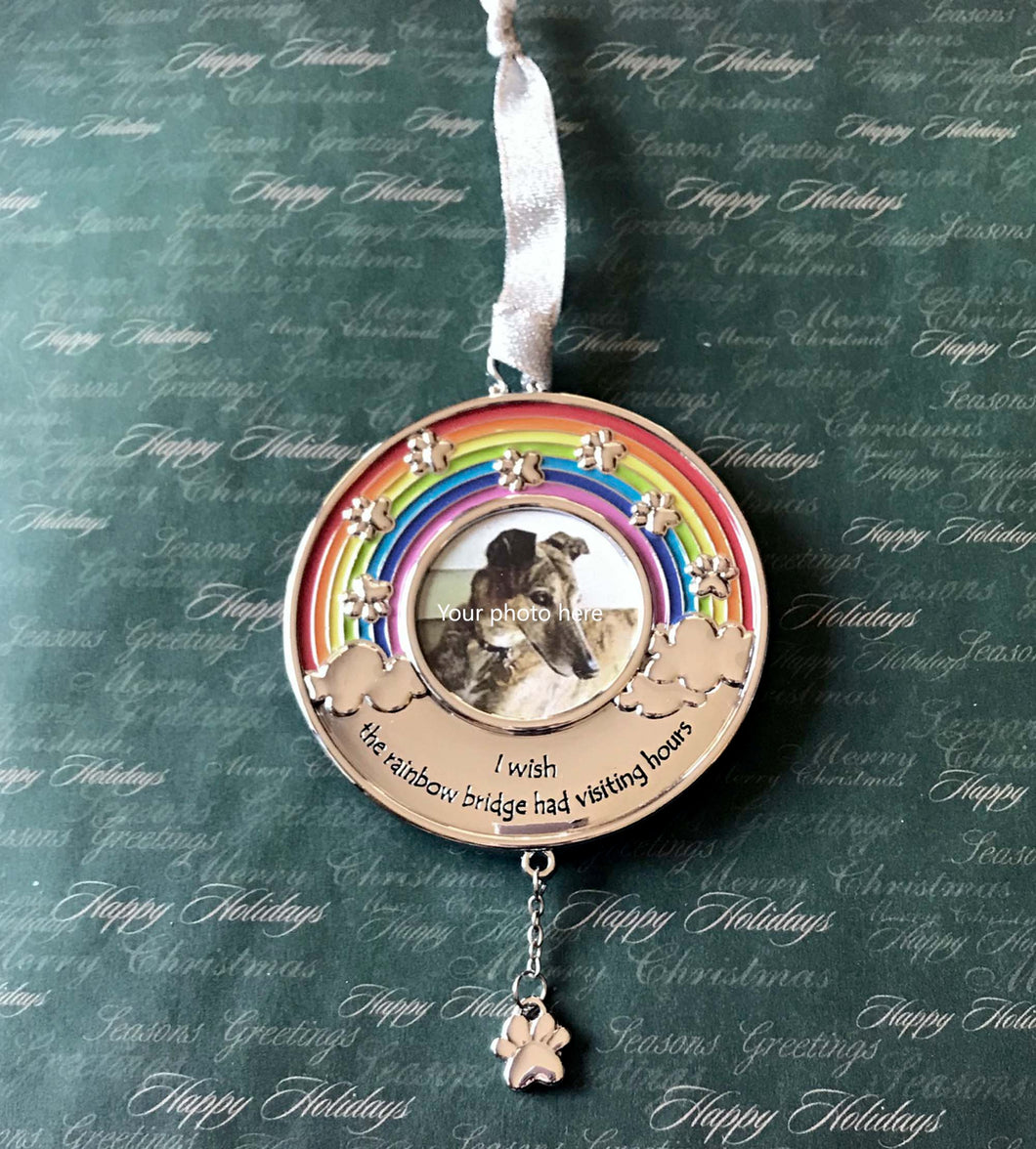 Rainbow Bridge Paw Print Photo Ornament