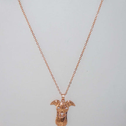 Rose Gold Pendant Necklace with Greyhound or Whippet Head