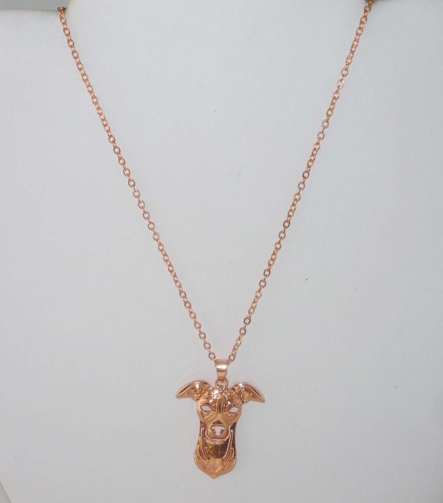 Rose Gold Pendant Necklace with Greyhound or Whippet Head