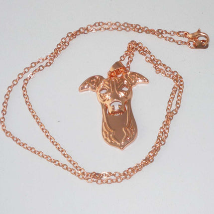 Rose Gold Pendant Necklace with Greyhound or Whippet Head